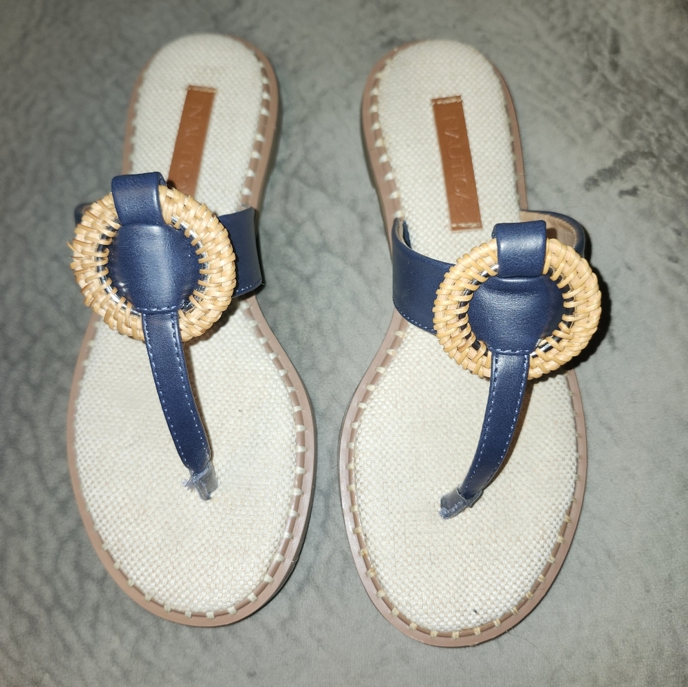 Navy Blue Thong Style Sandals. Like New.